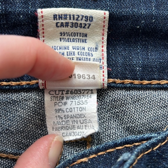 True Religion Cuffed Skinny Jeans Low Rise Dark Wash Flap Button Pockets size 29 - Picture 13 of 14